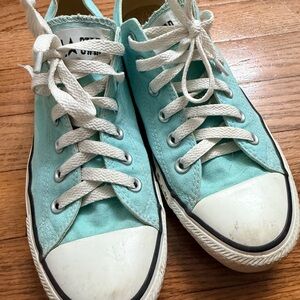 Converse Low-Top Sneakers in Aqua and White